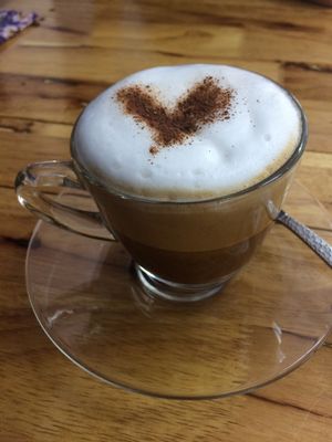 Frothy and delicious cappuccino  at Free Bird Cafe in Chiang Mai