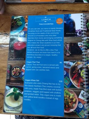 Menu at Free Bird Cafe in Chiang Mai