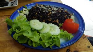 Burmese rice with tea leafs at Free Bird Cafe in Chiang Mai