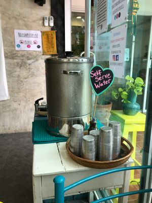 Self serve water at Free Bird Cafe in Chiang Mai