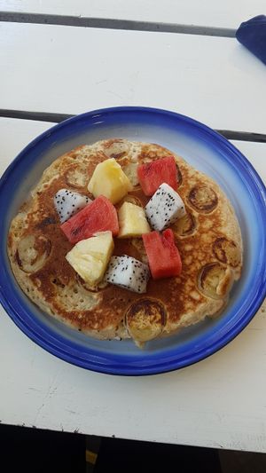 Fruit Pancakes with Banana at Free Bird Cafe in Chiang Mai