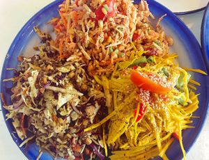 Salad sampler , pumpkin / ginger & Burmese   at Free Bird Cafe in Chiang Mai