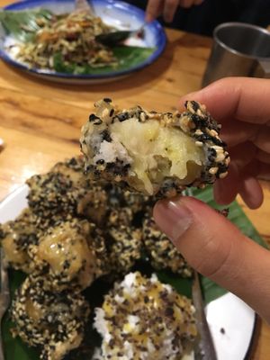 Molten sticky soft bananas on the inside. Heaven. at Free Bird Cafe in Chiang Mai