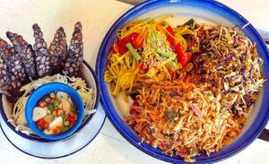 Salad sampler & Black bean tempeh  at Free Bird Cafe in Chiang Mai