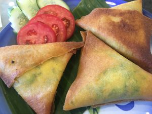 stuffed with broccoli and vegan cheddar at Free Bird Cafe in Chiang Mai