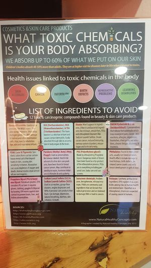 Zero waste shop - health warning for cosmetics etc at Free Bird Cafe in Chiang Mai