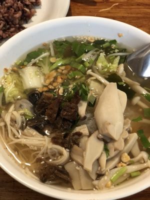 Noodle soup  at CMU Vegan - Kinphak Cafe in Chiang Mai