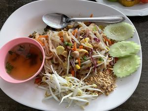 Pad Thai, 50 baht  at CMU Vegan - Kinphak Cafe in Chiang Mai