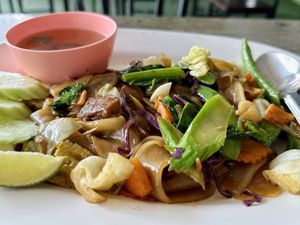 Phad see ew (50 THB)  at CMU Vegan - Kinphak Cafe in Chiang Mai