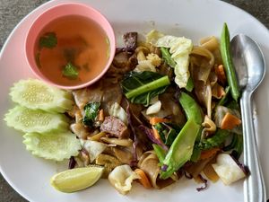 Phad see ew (50 THB)  at CMU Vegan - Kinphak Cafe in Chiang Mai