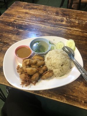 fried mushrooms  at CMU Vegan - Kinphak Cafe in Chiang Mai