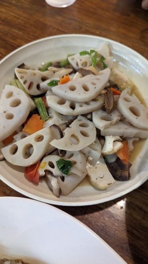 Fried lotus root at CMU Vegan - Kinphak Cafe in Chiang Mai