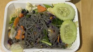 Black konjac noodles with Thai Herbs  at CMU Vegan - Kinphak Cafe in Chiang Mai