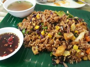 Tom yum fried rice at CMU Vegan - Kinphak Cafe in Chiang Mai