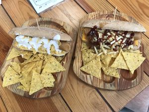 Deli cheese & sweet cheese crunch hot dogs at Veganitessen in Sevilla