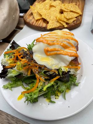 Bacon & egg spanish tortilla at Veganitessen in Sevilla