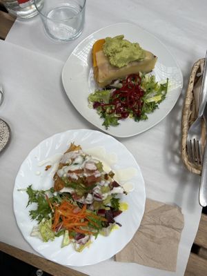 Two different kinds of tortilla  at Veganitessen in Sevilla
