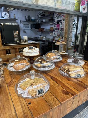 Lots of delicious vegan pastries  at Veganitessen in Sevilla