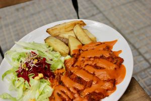 Seitan Scallopini - Not amazing if I'm honest. Wasn't bad but I wouldn't order it again.  at Veganitessen in Sevilla