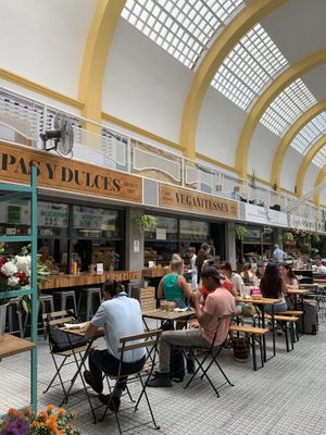 Cute cafe in a market!  at Veganitessen in Sevilla