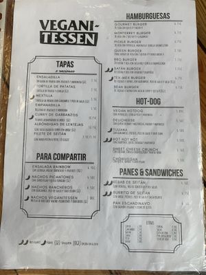 Menu at Veganitessen in Sevilla