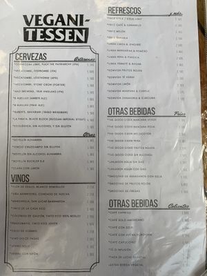 Menu at Veganitessen in Sevilla