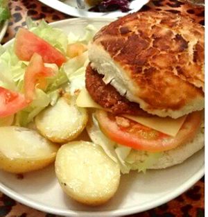 Delicious Vegan Burger Veganitessen at Veganitessen in Sevilla