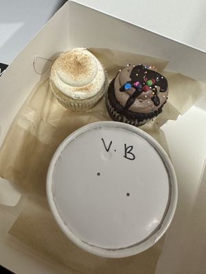 Jelly donut cupcake, cosmic brownie cupcake, Oreo banana pudding   at For Goodness Cakes - Food Truck in Baiting Hollow
