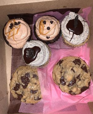 Vegan chocolate chip cookies, pb cup cupcakes, and milk and cookies cupcakes  at For Goodness Cakes - Food Truck in Baiting Hollow
