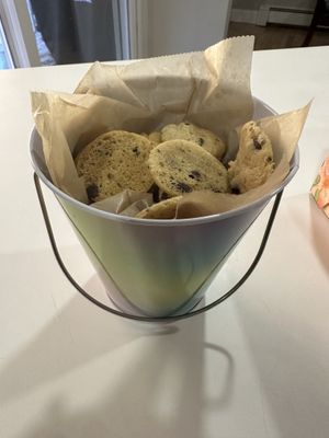 Vegan Mini chocolate chip cookie pail  at For Goodness Cakes - Food Truck in Baiting Hollow