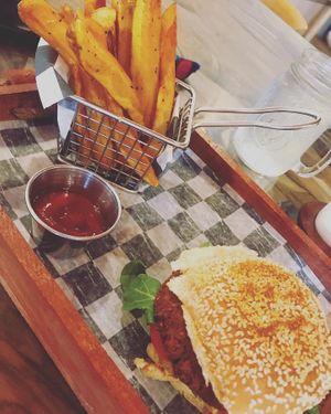 Falafel burger at The Roaster Cafe in Mamaroneck