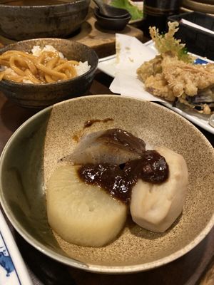 Vegan oden with miso  at Yamamotoya in Nagoya