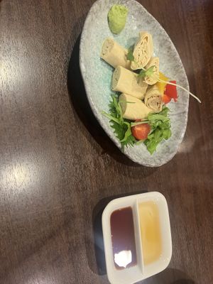 Tofu sahimi with sesame oil and soy sauce   at Yamamotoya in Nagoya