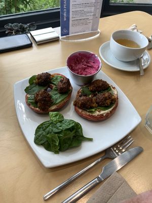 falafel burger at World Peace Cafe in Sheffield
