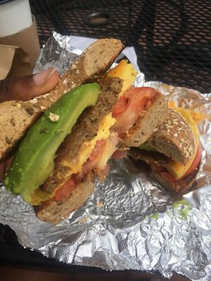 Vegan JUST Egg & Cheeze with Beyond Sausage at Roland Park Bagels in Baltimore