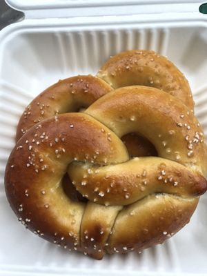 Soft pretzels, come with a vegan beer cheeze at Roland Park Bagels in Baltimore