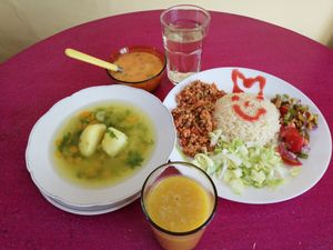 INTI MIKUNA estofado de carve Sopa de melloco y mashua bebida energentisante at Inti-Mikuna in Quito