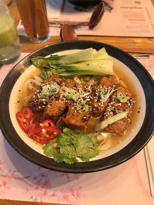 Udon noodles with soy ribs  at Wagamama - S King St in Dublin