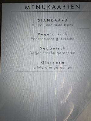 Menu  at Alexander in Leiden