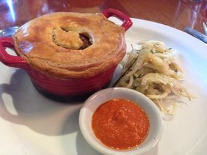 Tourtière  with ketchup  Celery root apple and fennel slaw at ZenKitchen in Ottawa
