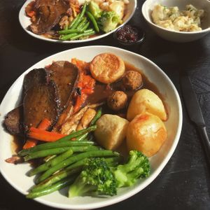 ‘Beef’ seitan roast with a side of vegan cauliflower cheese  at The Black Phoenix in Southampton