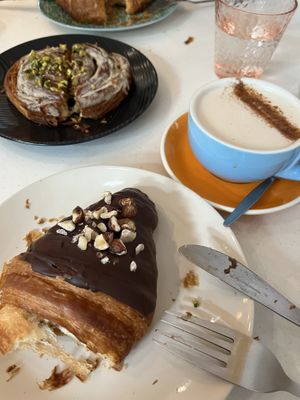 chocolate and hazelnut croissant & sticky chai  at Oh My Days in Glebe