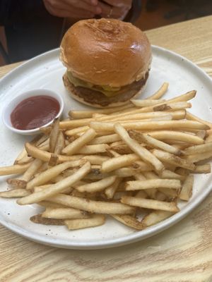Hamburger with fries  at Oh My Days in Glebe