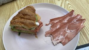 Croissant with most of “not bacon” removed  at Oh My Days in Glebe