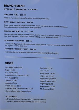 Menu at Oh My Days in Glebe