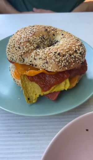 Breakfast bagel  at Oh My Days in Glebe