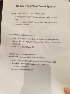 Menu April 2025 at Oh My Days in Glebe