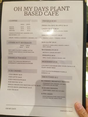 Menu April 2025 at Oh My Days in Glebe