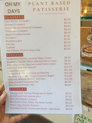 Menu April 2025 at Oh My Days in Glebe