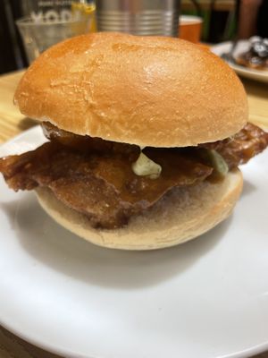 Chicken burger - just chicken and burger bun 😶‍🌫️  at Oh My Days in Glebe